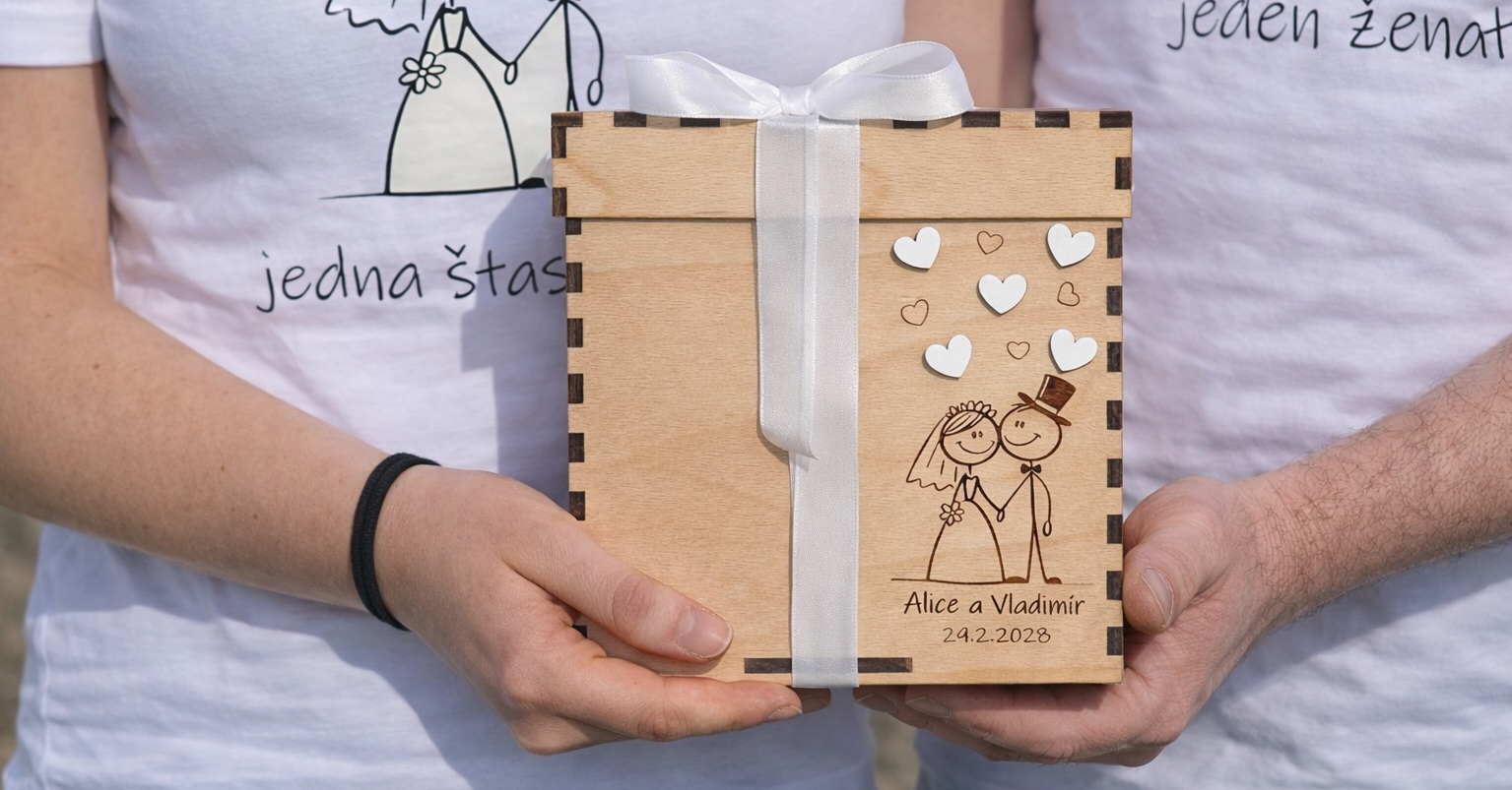 Svatební dárkový box pro novomanžele - párová trička